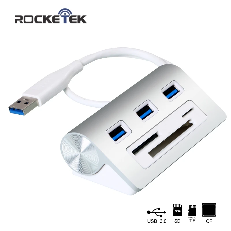 ROCKETEK Мульти USB 3 0 концентратор порта Алюминиевый адаптер сплиттер SD/TF CF кардридер