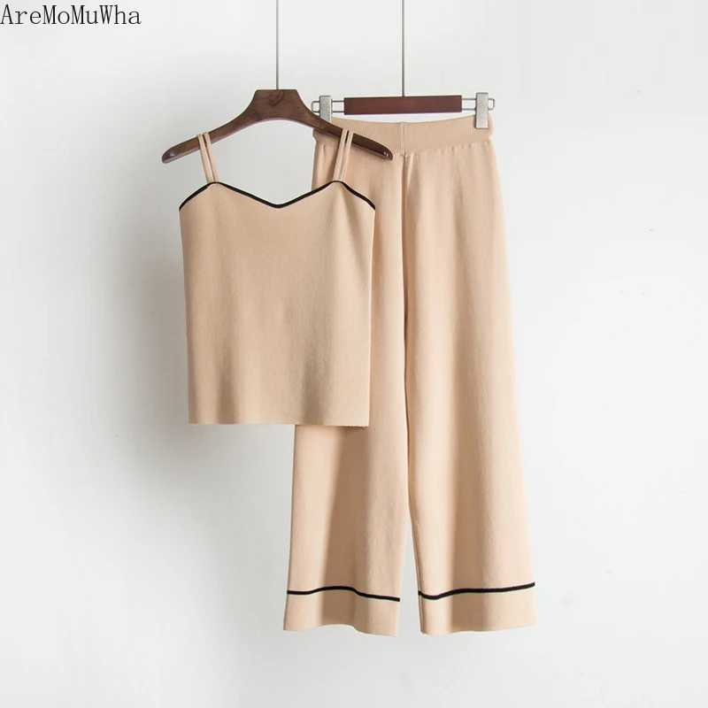 AreMoMuWha 2019 Summer New Temperament Simple Contrast Color Edging Knit Camisole + Thin Wide Leg Pants 2 Piece Suit FemaleMH352
AreMoMuWha 2019 Summer New Temperament Simple Contrast Color Edging Knit Camisole + Thin Wide Leg Pants 2 Piece Suit FemaleMH352