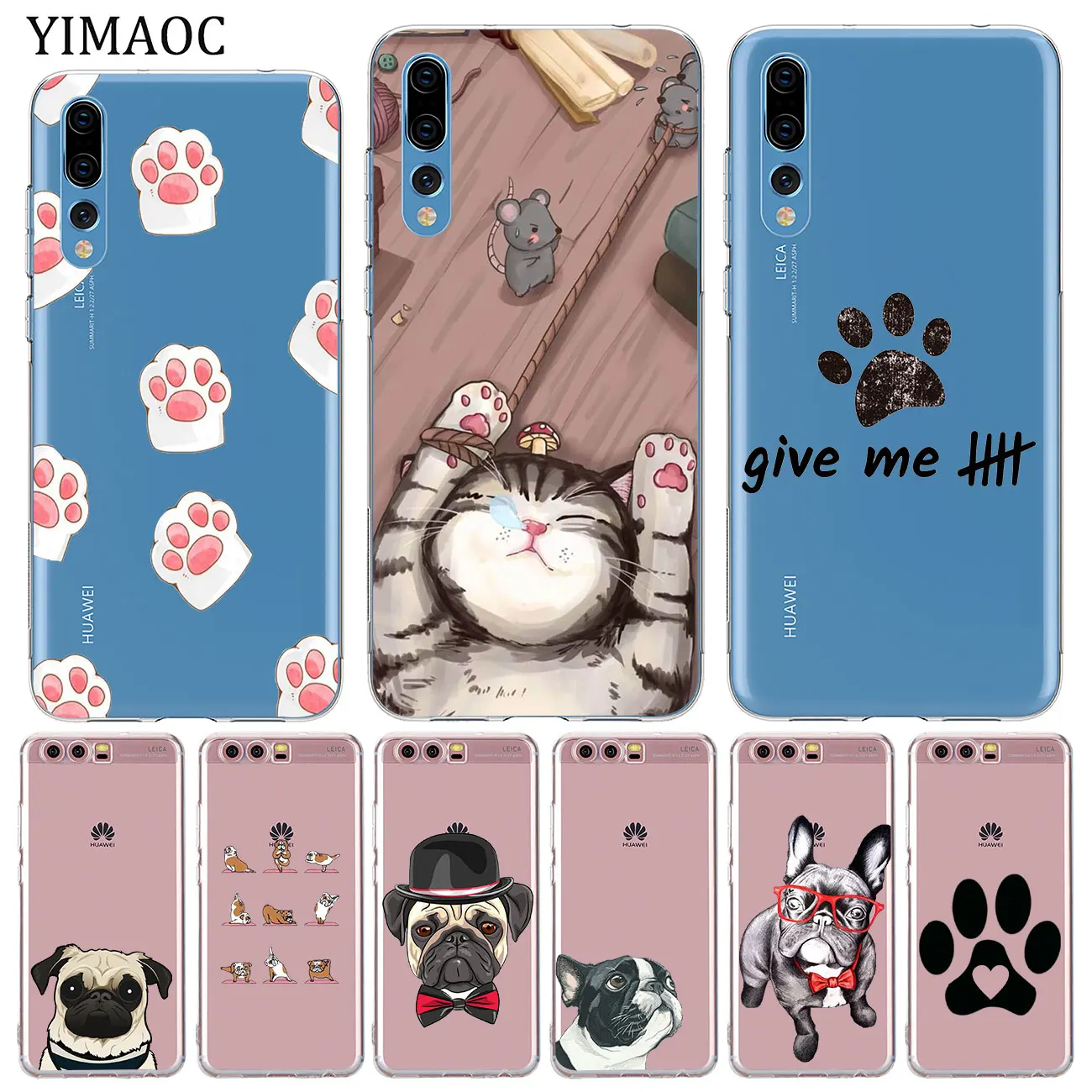 Мягкий силиконовый чехол для телефона YIMAOC Dog give me five Cat из ТПУ Huawei P30 P20 Pro P10 P8 P9 Lite 2017