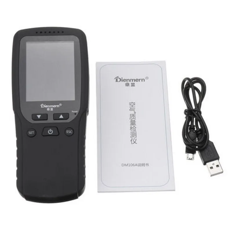 Gas Monitor Formaldehyde HCHO PM1.0 PM2.5 PM10 TVOC Temperature humidity Meter Thermometer Hygrometer Gas Detector Analyzer
Gas Monitor Formaldehyde HCHO PM1.0 PM2.5 PM10 TVOC Temperature humidity Meter Thermometer Hygrometer Gas Detector Analyzer
