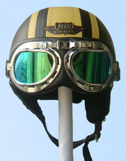 New TOP Quality Black / Yellow Leather Half Face Motorcycle Scooter Vespa Biker Helmet with free Goggles/Visor S M L XL
New TOP Quality Black / Yellow Leather Half Face Motorcycle Scooter Vespa Biker Helmet with free Goggles/Visor S M L XL