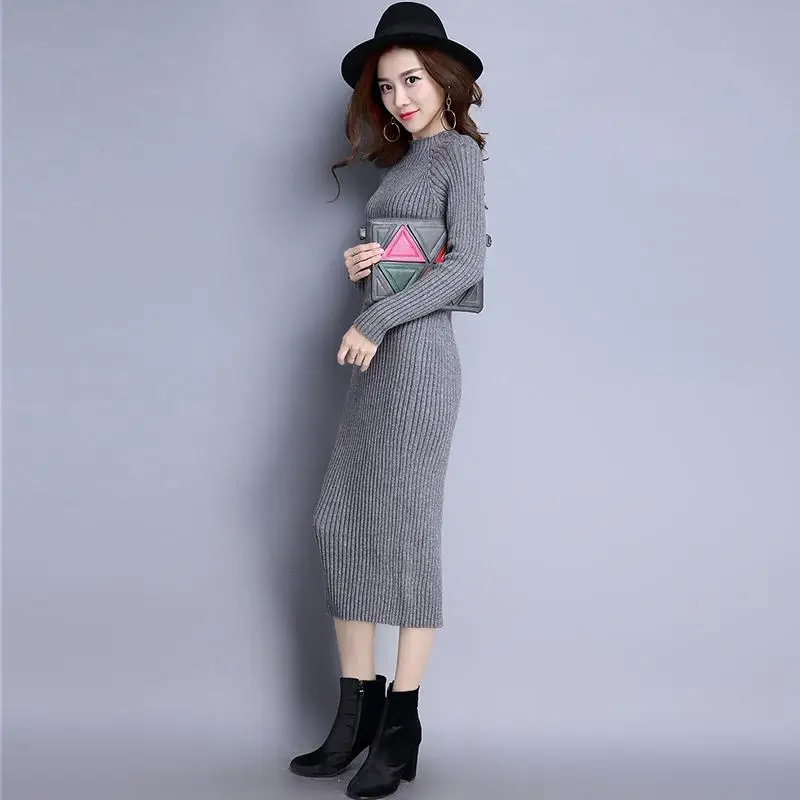 2019 New Autumn Winter Women Elastic O-Neck Long Sleeve Sweater Knitted Bodycon Dresses Sexy Slim Bottoming Vestidos Sweater H50
2019 New Autumn Winter Women Elastic O-Neck Long Sleeve Sweater Knitted Bodycon Dresses Sexy Slim Bottoming Vestidos Sweater H50