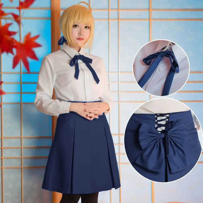 Платье Сабер Fate/stay night горячая Распродажа, юбка-туника с завышенной талией, школьная форма, костюм аниме для косплея
Платье Сабер Fate/stay night горячая Распродажа, юбка-туника с завышенной талией, школьная форма, костюм аниме для косплея