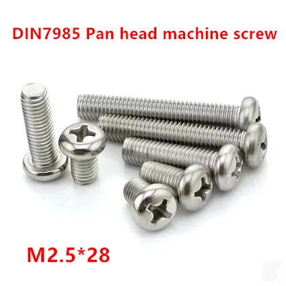 100pcs M2.5*28 Stainless steel DIN7985 Pan Head Phillips Screw Cross Reccessed Round Head Machine Screws
100pcs M2.5*28 Stainless steel DIN7985 Pan Head Phillips Screw Cross Reccessed Round Head Machine Screws