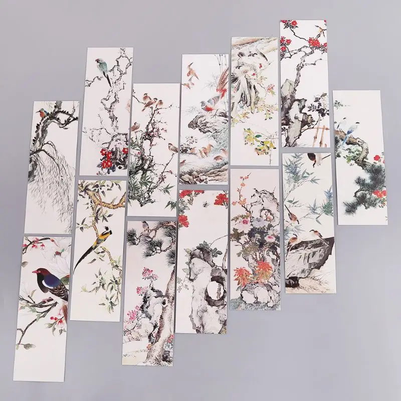 

30pcs Flowers Birds Bookmarks Paper Page Notes Label Message Card Book Marker Sc