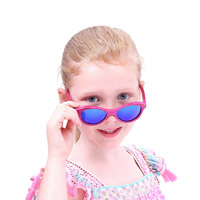 Kids Wood Bamboo Sunglasses Polarized Sun glasses For Children