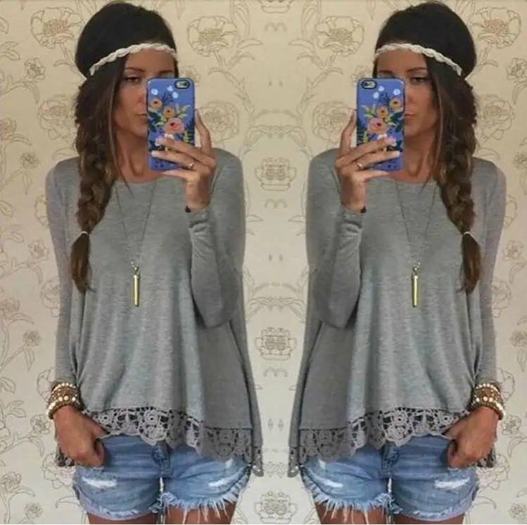 Spring New Women Plus Size Fashion Casual Loose All Much Elegant Lace Long Sleeve T Shirt Embroidery Hem Women Tops
Spring New Women Plus Size Fashion Casual Loose All Much Elegant Lace Long Sleeve T Shirt Embroidery Hem Women Tops