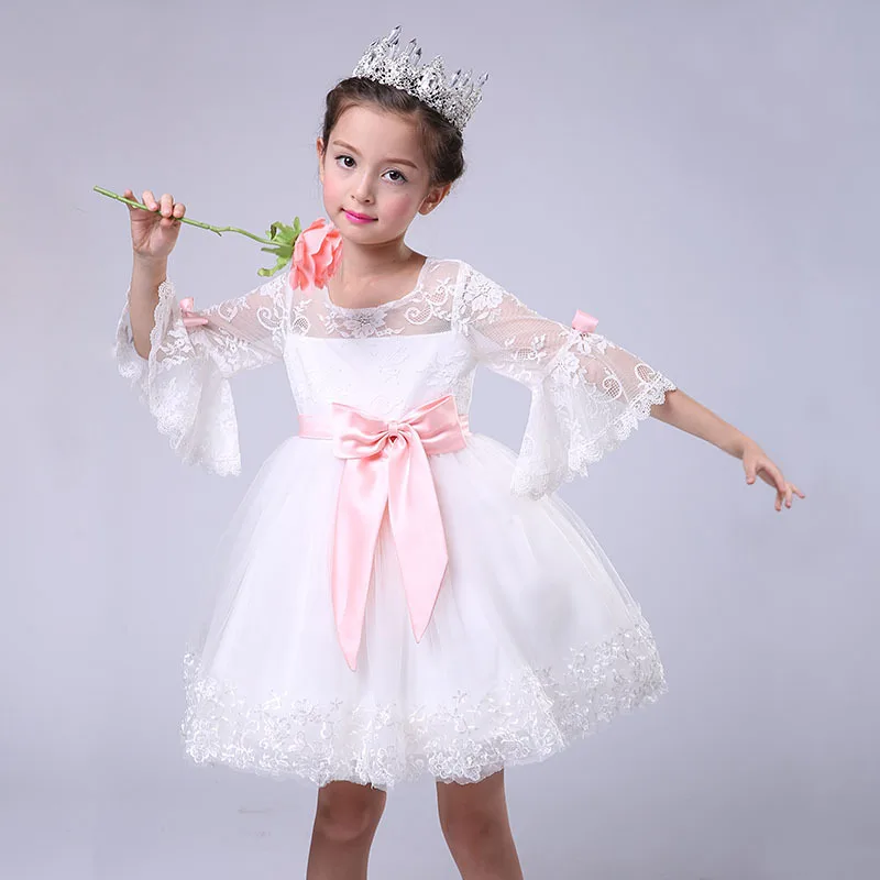 Sweet Elegant Spring Lace Bowknot Flower Girls Dress Kids Baby Glitz Holy Birthday Carnaval Party Dress Children Baptism Clothes
Sweet Elegant Spring Lace Bowknot Flower Girls Dress Kids Baby Glitz Holy Birthday Carnaval Party Dress Children Baptism Clothes