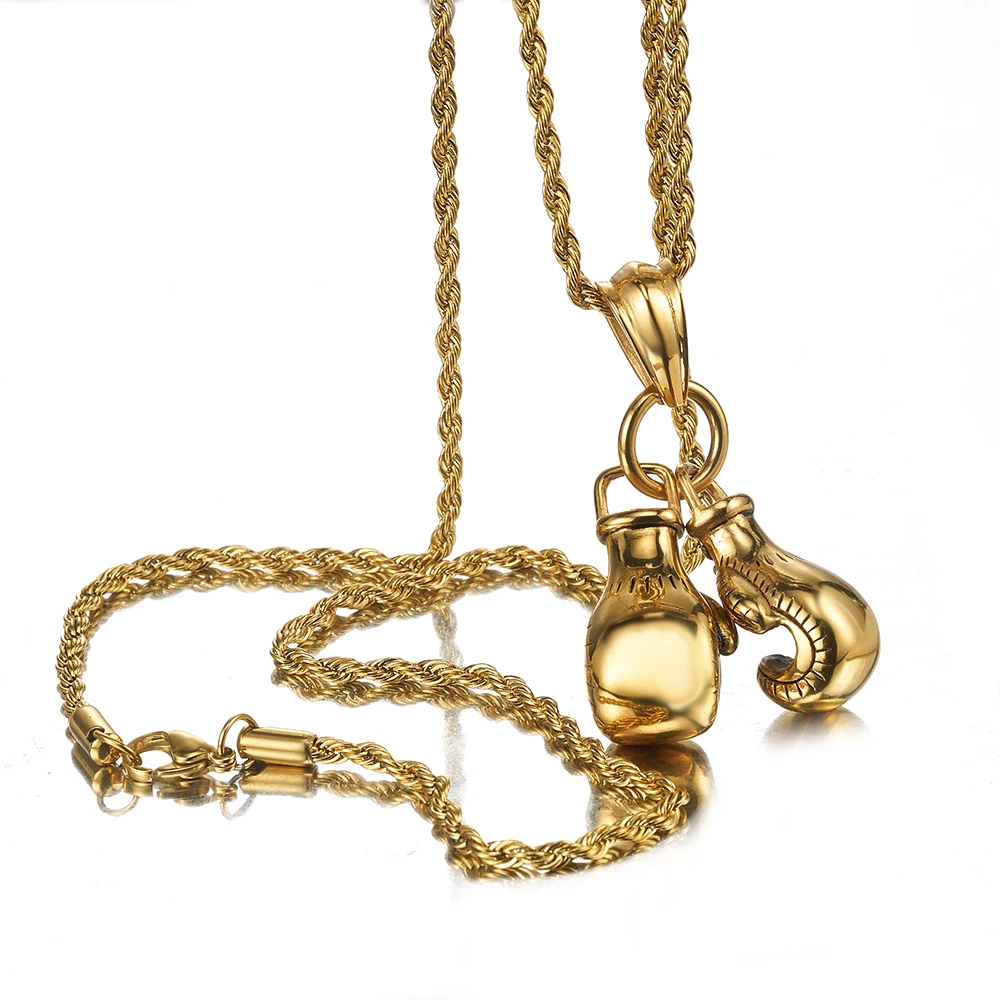 Mens SportyGold Stainless Steel 2pcs/set Pair Boxing Glove Pendant with rope chain Necklace Hip Hop Style
Mens SportyGold Stainless Steel 2pcs/set Pair Boxing Glove Pendant with rope chain Necklace Hip Hop Style