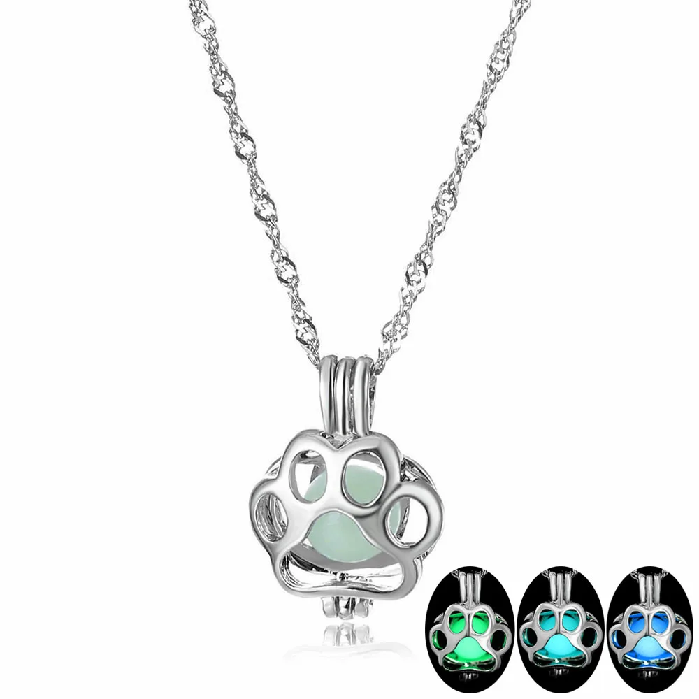 FAMSHIN Fashion Silver Color Charm Luminous Pendant Necklace Women Bear Paw Glowing Stone Necklace Christmas Necklaces Jewelry
FAMSHIN Fashion Silver Color Charm Luminous Pendant Necklace Women Bear Paw Glowing Stone Necklace Christmas Necklaces Jewelry