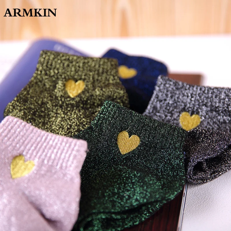 ARMKIN Fashion women socks Korea Style women Heart Pattern glitter socks Cute Cotton harajuku calcetines mujer happy funny socks
ARMKIN Fashion women socks Korea Style women Heart Pattern glitter socks Cute Cotton harajuku calcetines mujer happy funny socks