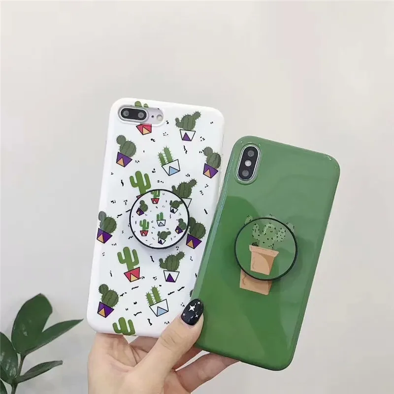 GYKZ мультяшный чехол подставка С КАКТУСОМ для iPhone XS MAX XR 7 6 6s 8 plus Мягкий силиконовый