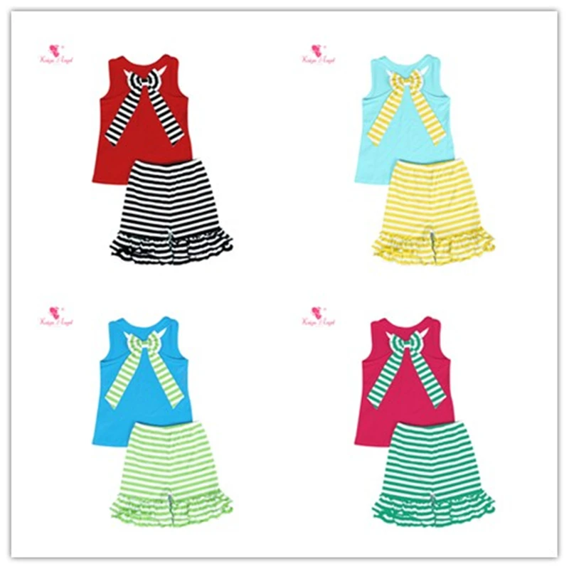 Kaiya Angel Boutique Kids Clothing Set Sleeveless Solid Bow Tops Striped Ruched Shorts Back To School Outfit Accept Custom Model
Kaiya Angel Boutique Kids Clothing Set Sleeveless Solid Bow Tops Striped Ruched Shorts Back To School Outfit Accept Custom Model