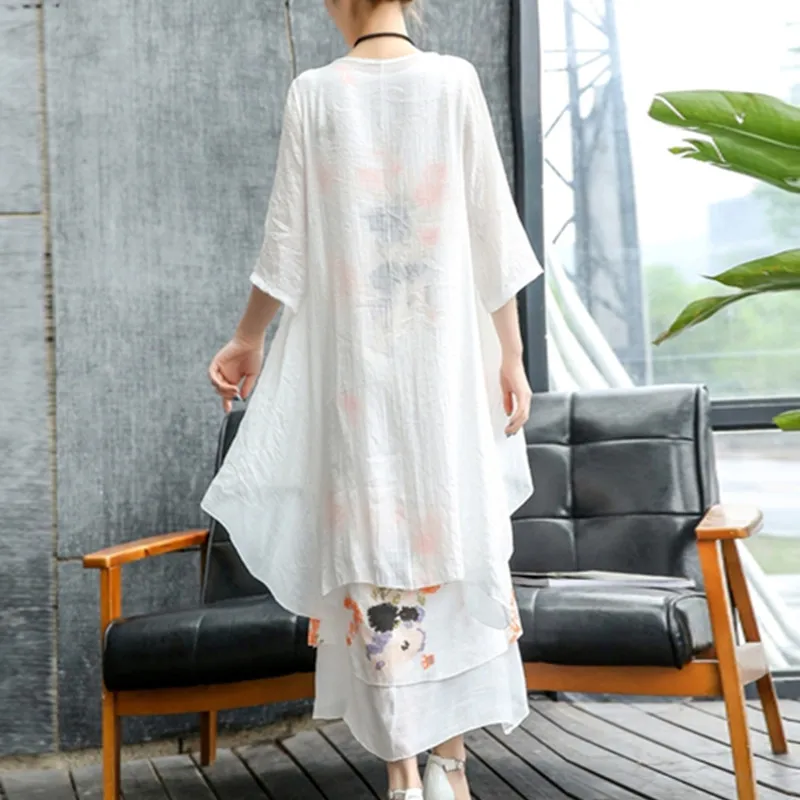 Spring Summer Women's New Cotton and linen Shawl sets Cardigan Loose large Long section Five sleeves Printing Dress 3XL B120
Spring Summer Women's New Cotton and linen Shawl sets Cardigan Loose large Long section Five sleeves Printing Dress 3XL B120