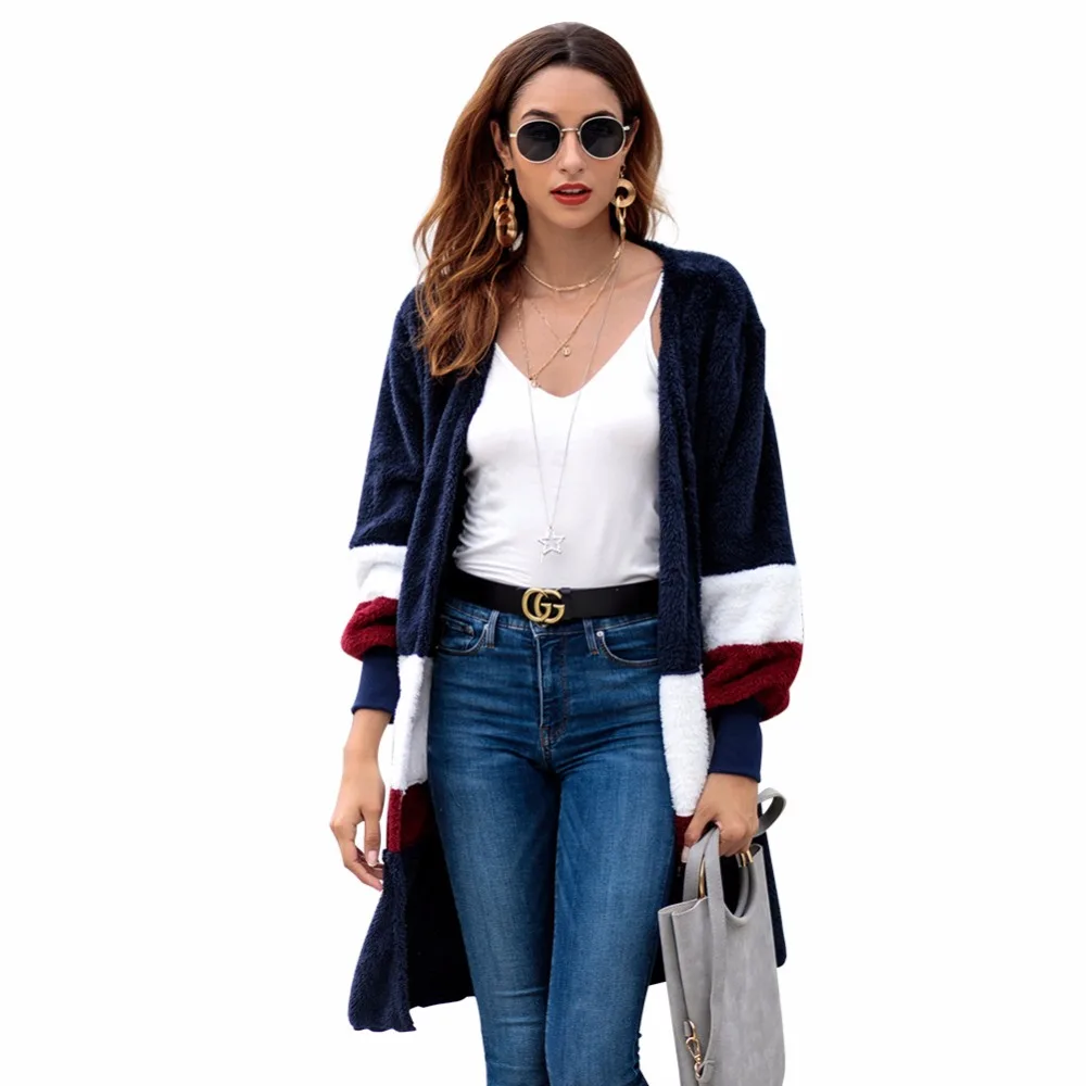 Women's new European and American autumn and winter explosion models loose sweater long cardigan plush coat AL317
Women's new European and American autumn and winter explosion models loose sweater long cardigan plush coat AL317