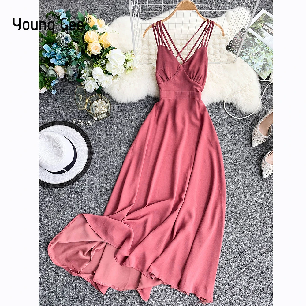 Young Gee Boho Women's Casual Summer Evening Party Backless Beach Dress Sleeveless Sexy V-Neck Spaghetti Strap Long Maxi Dresses
Young Gee Boho Women's Casual Summer Evening Party Backless Beach Dress Sleeveless Sexy V-Neck Spaghetti Strap Long Maxi Dresses