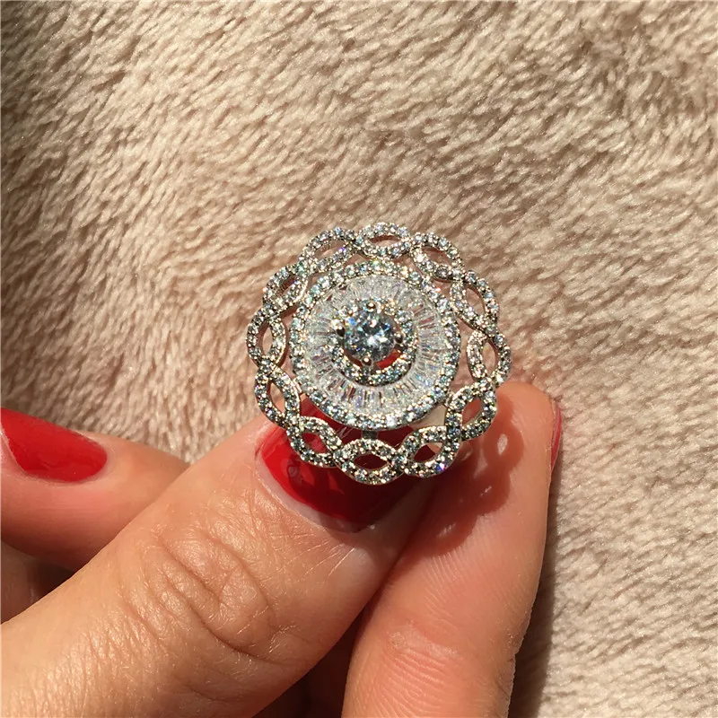 Vecalon Statement Flower Promise ring 925 Sterling Silver AAAAA Cz Vintage wedding band rings For women Bridal Party Jewelry
Vecalon Statement Flower Promise ring 925 Sterling Silver AAAAA Cz Vintage wedding band rings For women Bridal Party Jewelry