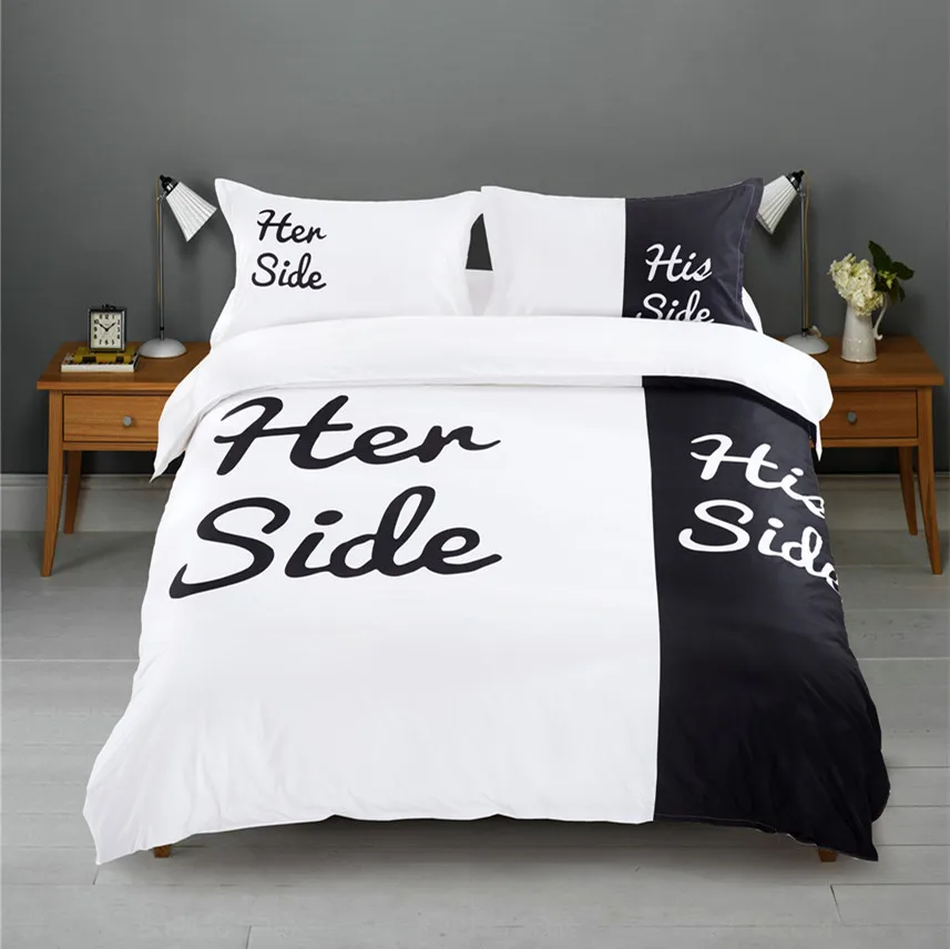 Black&white Her Side His Side bedding sets Queen/King Size double bed 3pcs/4pcs Bed Linen Couples Duvet Cover Set
Black&white Her Side His Side bedding sets Queen/King Size double bed 3pcs/4pcs Bed Linen Couples Duvet Cover Set