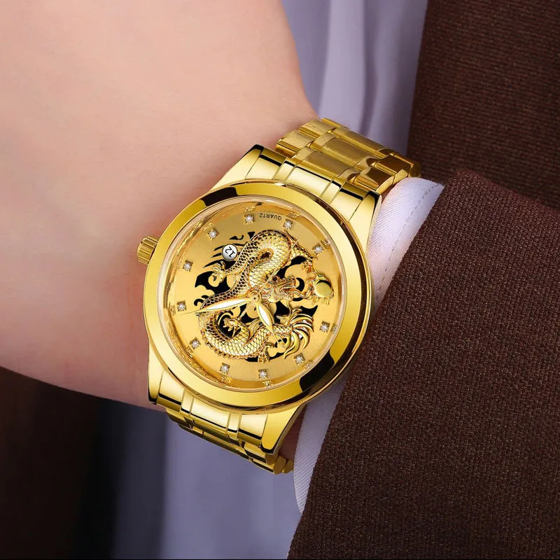 Mens Watches Top Brand Luxury Gold Dragon Watch Men Chinese Style Watches Mens Stainless Steel Waterproof Wrist Watch Male Clock
Mens Watches Top Brand Luxury Gold Dragon Watch Men Chinese Style Watches Mens Stainless Steel Waterproof Wrist Watch Male Clock