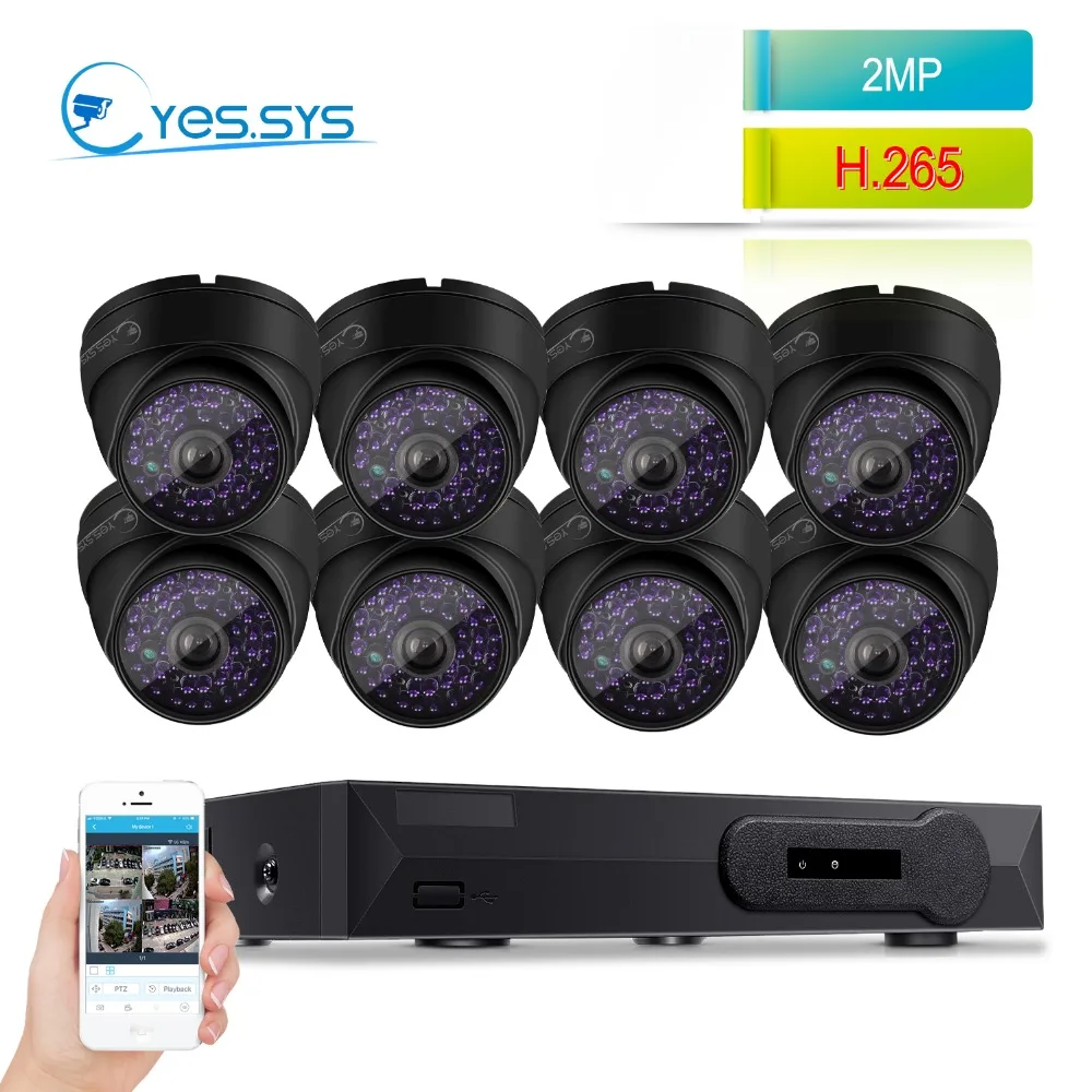 Eyessys 8 шт. Водонепроницаемый купол 1080 p 2.0MP домашней безопасности IP камера 8CH Чистая