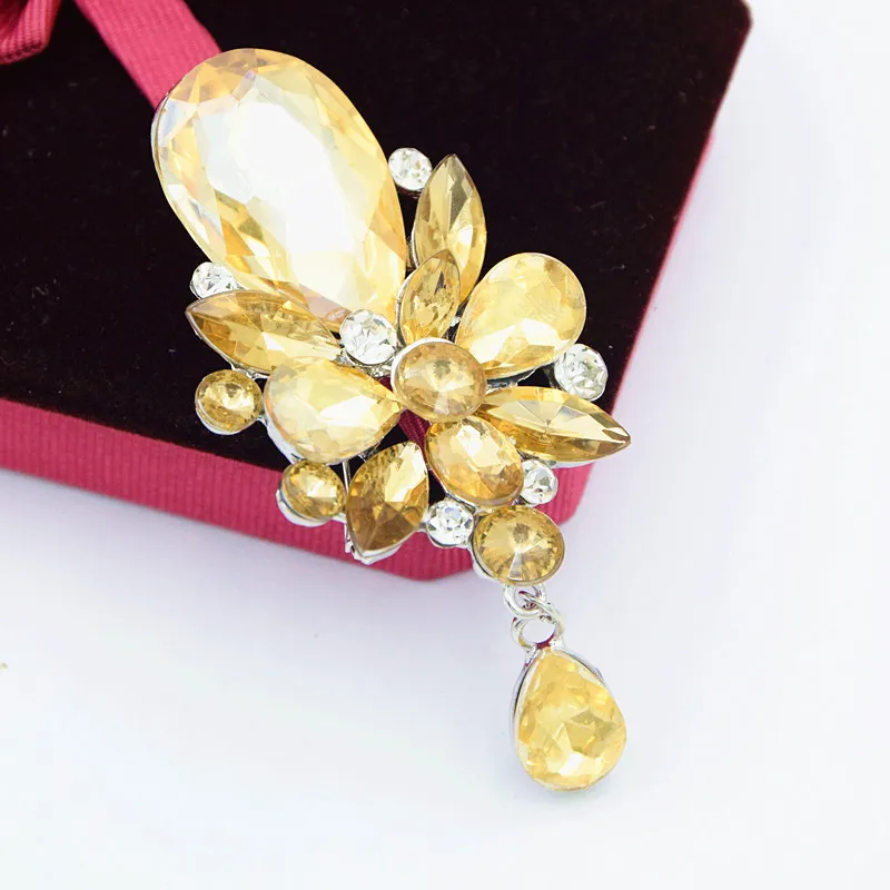 

Amazing Big Waterdrop Glass Crystals Wedding Bridal Bouquet Brooch Women Costume Jewelry Pins Broaches