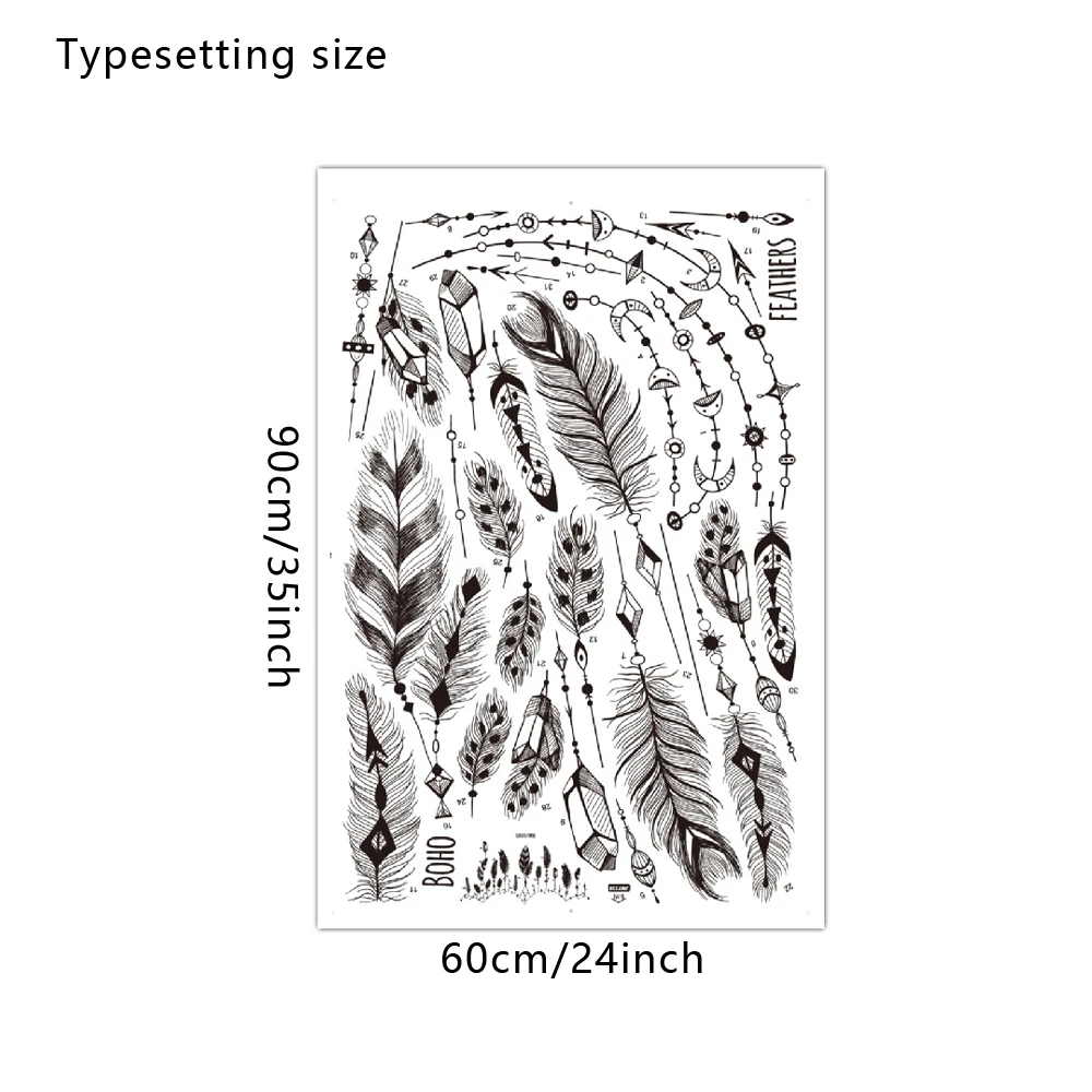 Черные настенные наклейки с перьями в стиле бохо для спальни гостиной ванной
