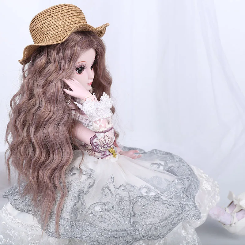 Cateleya BJD кукольный парик раздельный в средней длины вьющиеся волосы черный
