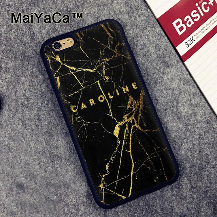 Фото Персонализированный Чехол с черным мрамором и золотым именем для iPhone 11 Pro Max 7 8 SE
