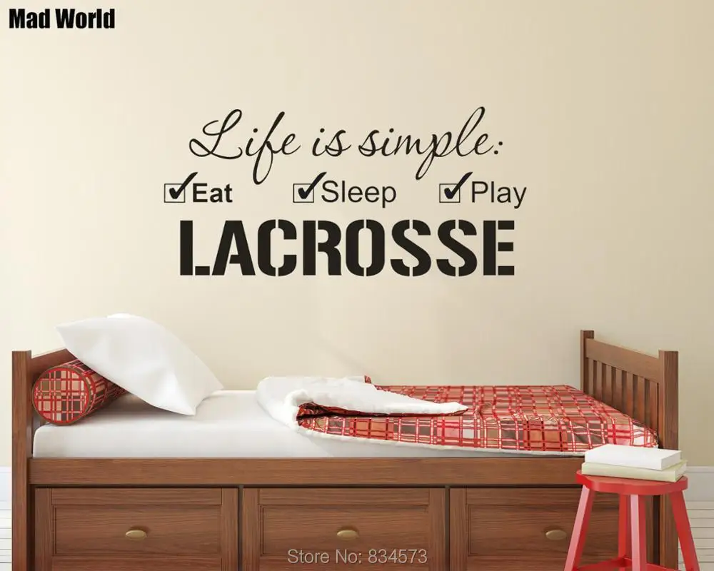 Mad World-Life is simple Eat Sleep Play Lacrosse Wall Art Stickers Wall Decals Home DIY Decoration Removable Decor Wall Stickers
Mad World-Life is simple Eat Sleep Play Lacrosse Wall Art Stickers Wall Decals Home DIY Decoration Removable Decor Wall Stickers