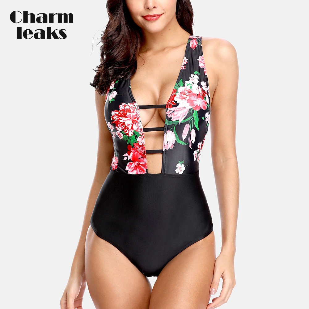 Charmleaks Women's Deep V Neck One Piece Swimwear Strappy One-Piece Swimsuit Floral Print Sexy Bathing Suits Monokini
Charmleaks Women's Deep V Neck One Piece Swimwear Strappy One-Piece Swimsuit Floral Print Sexy Bathing Suits Monokini