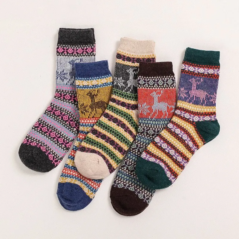 5 парт/Лот Новые разноцветные Модные женские носки осень-зима большие размеры