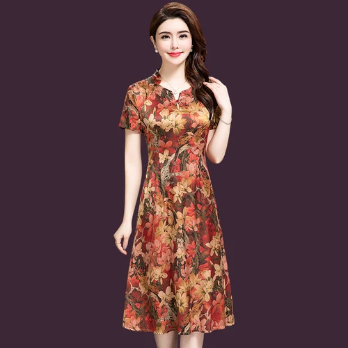 Korean Version Simple Elegant Silk Women Dress New Style Summer Short Sleeve And Fashion Printing Slim Office Lady Dresses
Korean Version Simple Elegant Silk Women Dress New Style Summer Short Sleeve And Fashion Printing Slim Office Lady Dresses