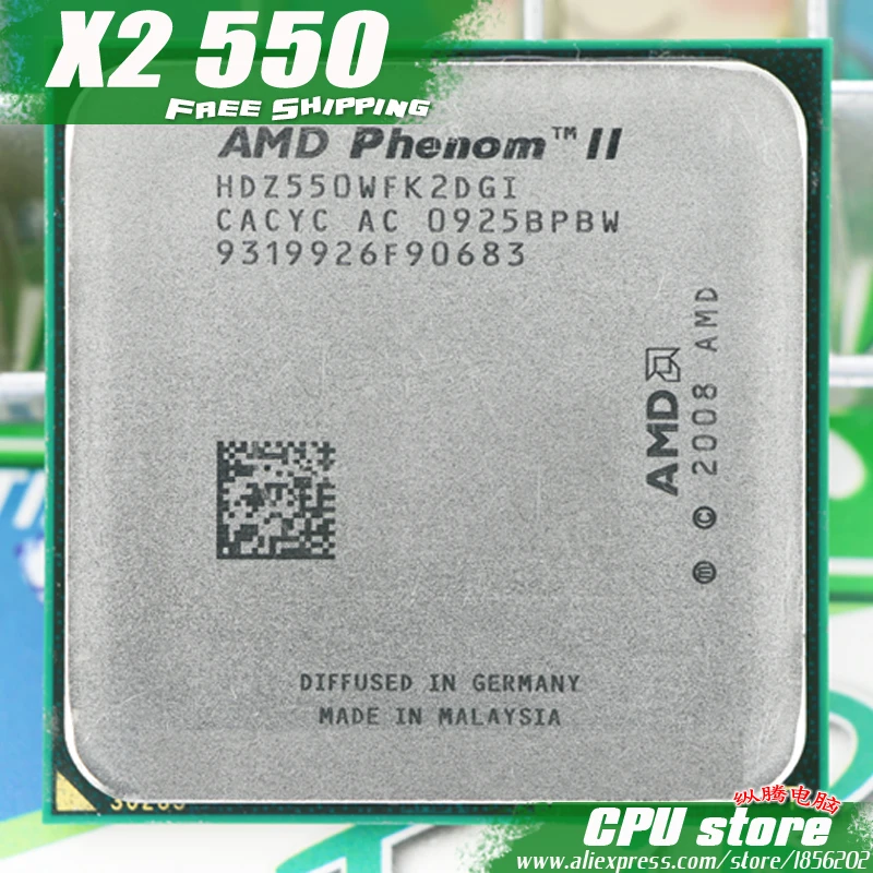 Процессор AMD Phenom II X2 550 двухъядерный процессор (3 1 ГГц/6 м/80 Вт/2000 ГГц) разъем am3 am2 +