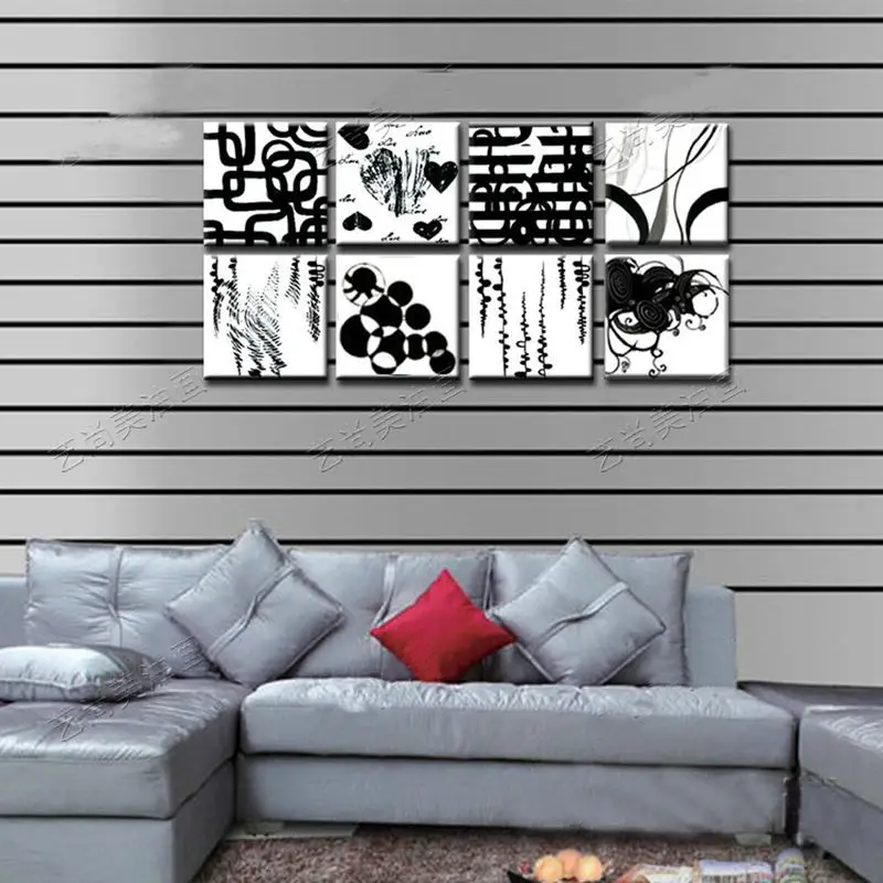 6PModern abstract Hotel Villa Southeast Asia Thai black and white abstract combination C version small paintings free shippment