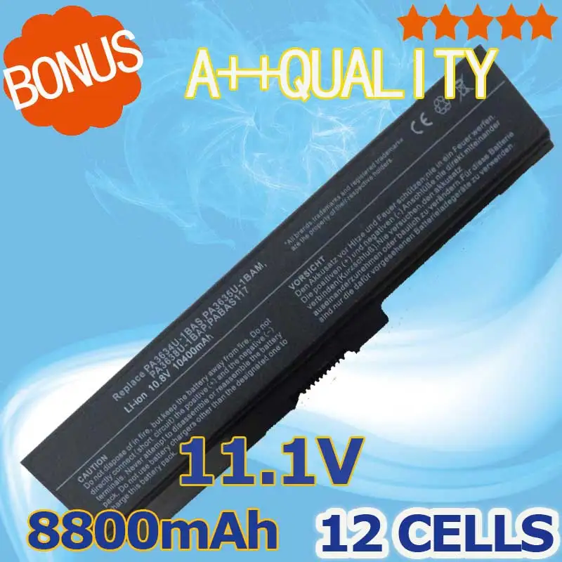 12 Cells Laptop Battery PA3634U-1BAS PA3634U-1BRS PA3635U-1BAM PA3635U-1BRM PA3636U-1BRL PA3638U-1BAP PA3728U-1BRS for Toshiba
12 Cells Laptop Battery PA3634U-1BAS PA3634U-1BRS PA3635U-1BAM PA3635U-1BRM PA3636U-1BRL PA3638U-1BAP PA3728U-1BRS for Toshiba