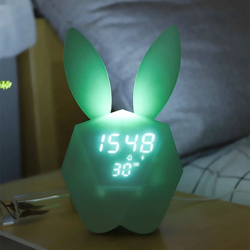 Modern Rabbit Shaped Alarm Clock Multifunction Table Clocks Home Decoration LED Light Digital Years Month Date Intelligent Watch
Modern Rabbit Shaped Alarm Clock Multifunction Table Clocks Home Decoration LED Light Digital Years Month Date Intelligent Watch
