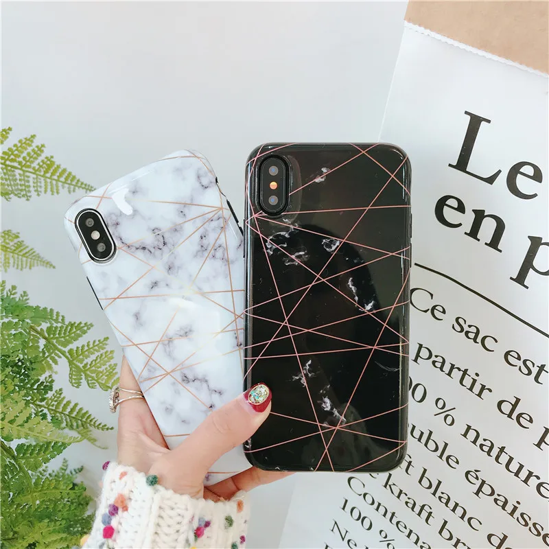 Auroral полосатый текстурный мраморный чехол для iPhone 6/6S/7/8plus модный Мягкий ТПУ
