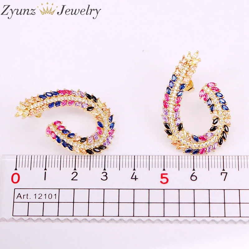 4Pairs, Rainbow colorful cz paved delicate earring, micro pave zirconia stone gold earring big studs
4Pairs, Rainbow colorful cz paved delicate earring, micro pave zirconia stone gold earring big studs
