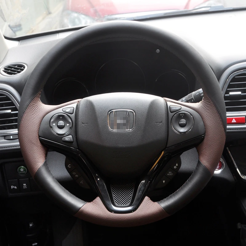 Hand Sew Black Brown Leather Steering Wheel Cover for Honda Fit 2014-2019 City 2014-2019 Jazz 2014-2019 HR-V HRV 2016
Hand Sew Black Brown Leather Steering Wheel Cover for Honda Fit 2014-2019 City 2014-2019 Jazz 2014-2019 HR-V HRV 2016