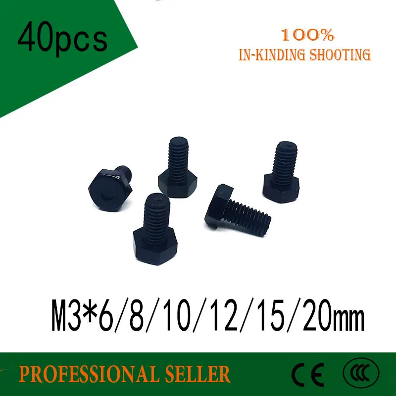 40pcs M3*6/8/10/12/15/20mm Black Plastic Nylon External Hex Screw Outside Hexagon Machine Screws Hex Bolts
40pcs M3*6/8/10/12/15/20mm Black Plastic Nylon External Hex Screw Outside Hexagon Machine Screws Hex Bolts