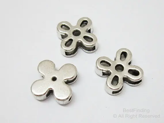 

Hollow flower slider 10x2mm Flat leather findings 10mm leather spacer -FF98