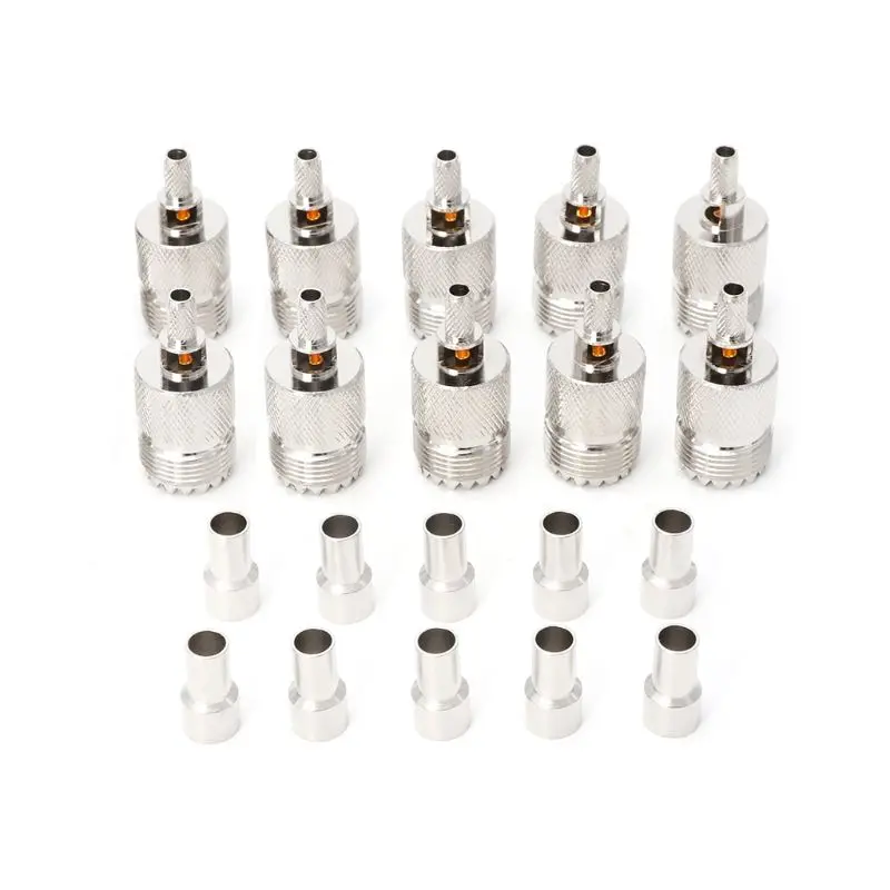 10 Sets UHF Female Jack SO239 Crimp RF Connector Coaxial Adapter For RG58 RG142 RG400 LMR195 Cable qiang
10 Sets UHF Female Jack SO239 Crimp RF Connector Coaxial Adapter For RG58 RG142 RG400 LMR195 Cable qiang