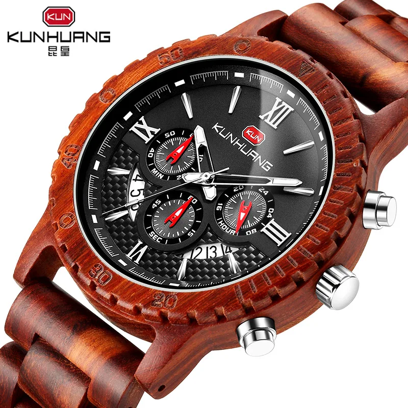 Handmade Wooden Men Watch Wood Luxury Chronograph Wristwatch Quality Quartz Movement Calendar Male Watch Gift reloj hombre
Handmade Wooden Men Watch Wood Luxury Chronograph Wristwatch Quality Quartz Movement Calendar Male Watch Gift reloj hombre