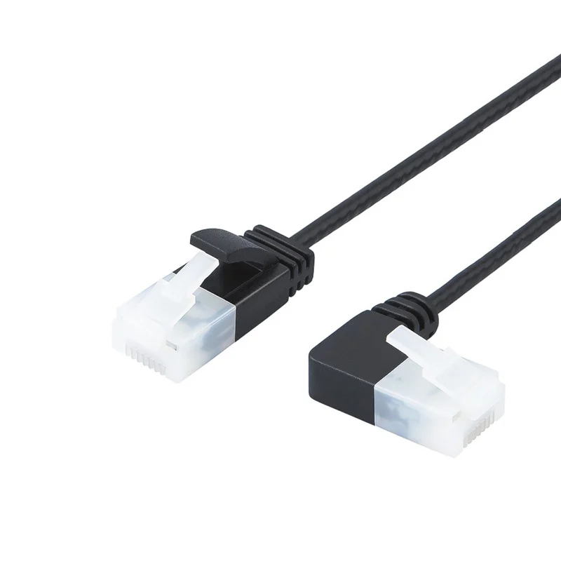 Фото Ультра тонкий Cat6a Ethernet левый и правый вверх вниз угол UTP сетевой патч кабель Cat 6a
