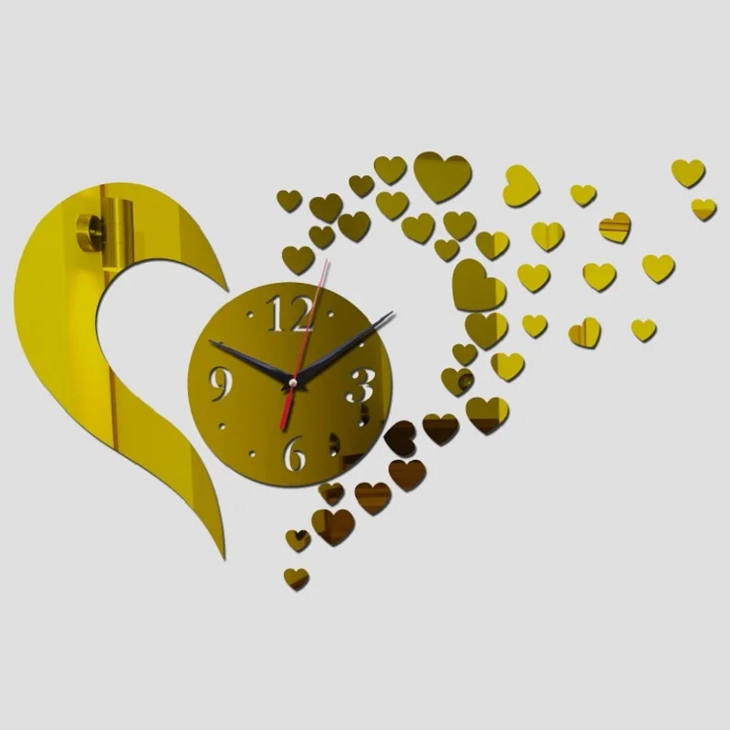 Настенные кварцевые часы акриловые украшения в европейском стиле с сердцами для