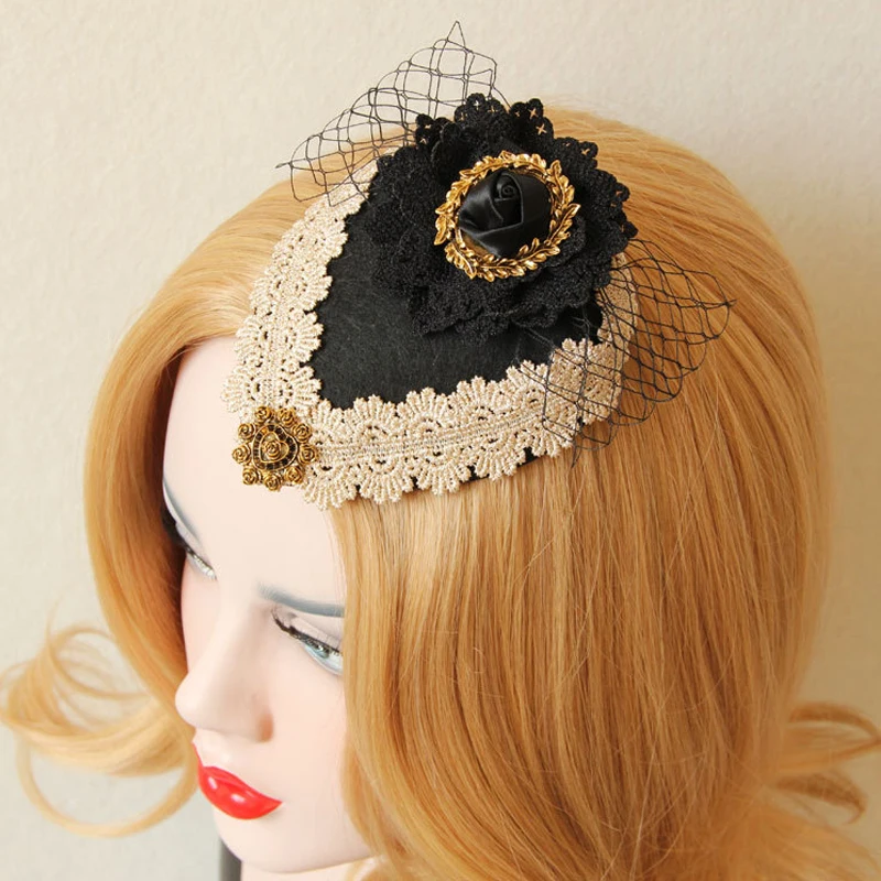 Lolita Mesh Hat Tops Bows England Vintage Lady Ladies Black Hair Accessories Ribbon Flower High Quality Felt Fabric
Lolita Mesh Hat Tops Bows England Vintage Lady Ladies Black Hair Accessories Ribbon Flower High Quality Felt Fabric