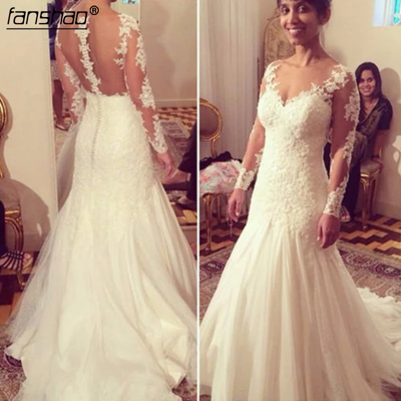 Pure Ivory Long Sleeve Wedding Dresses lace Tulle/Netting Bridal Gowns Illusion Back Court Train Dresses To Wear To A Wedding
Pure Ivory Long Sleeve Wedding Dresses lace Tulle/Netting Bridal Gowns Illusion Back Court Train Dresses To Wear To A Wedding