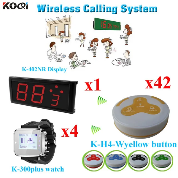 Wireless Calling System Hot Sell Battery Waterproof Buzzer Use Table Bell ( 1 display + 4 watch + 42 call button)
Wireless Calling System Hot Sell Battery Waterproof Buzzer Use Table Bell ( 1 display + 4 watch + 42 call button)