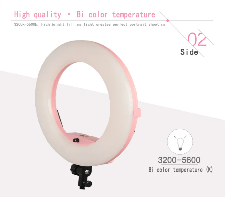 Yidoblo Pink FE-480II Photo Studio Ring Light LED Video Lamp LCD Two colors adjustable Photographic Lighting 96W 5500K | Электроника
