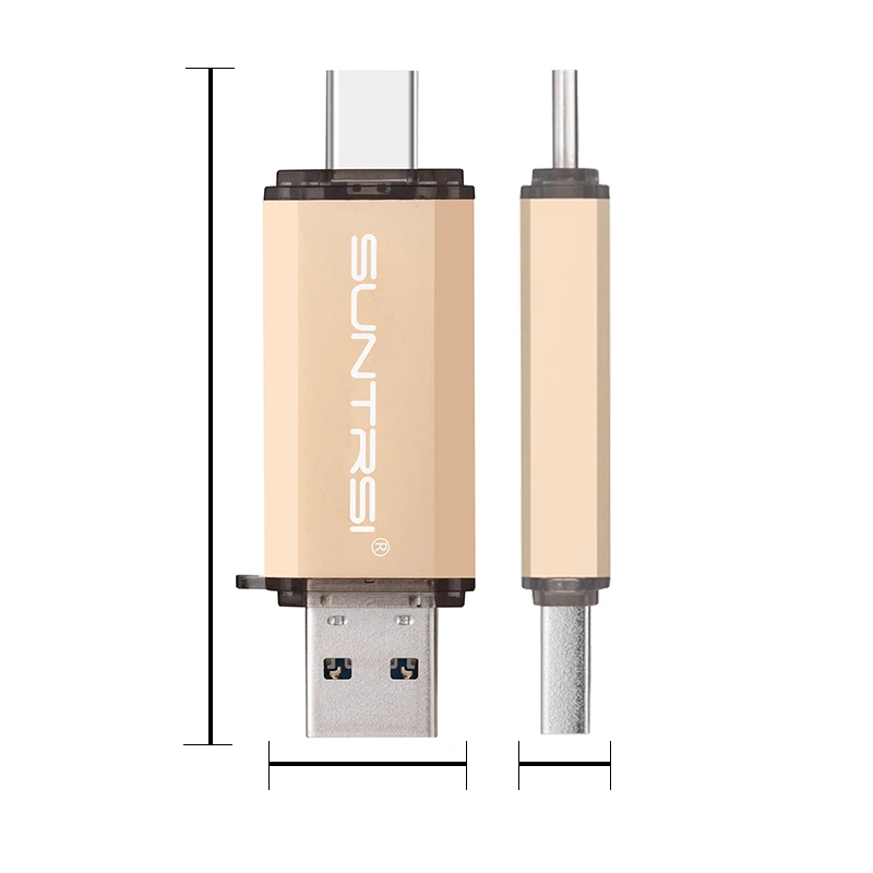 Suntrsi USB 3.0 Тип-C 3.1 флешки 64 ГБ Металл Flash Drive пользовательские накопитель usb палка